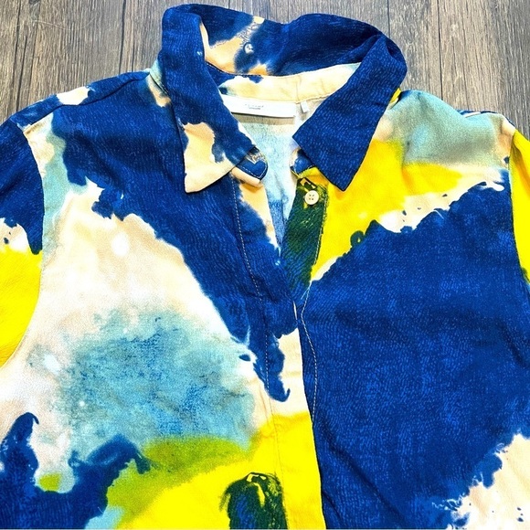 Women’s Tie Dye Button Up V Neckline Blouse Top Size S - Picture 8 of 11